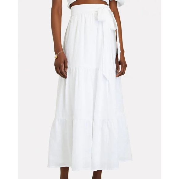Faithfull the Brand Dresses & Skirts - FAITHFUL the BRAND WHITE Cavartta Wrap skirt 100% Linen long midi skirt size XS